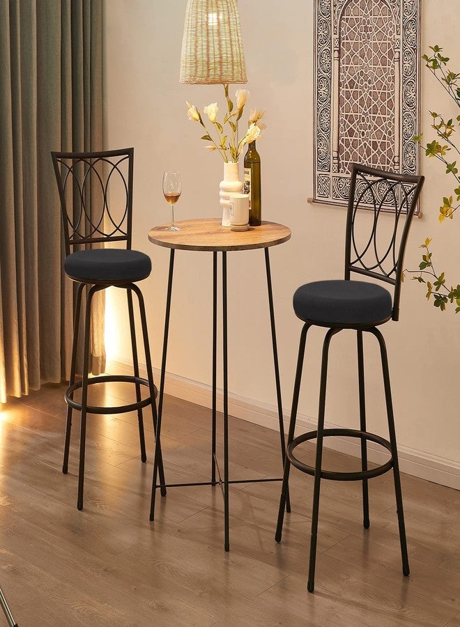 Deisy Dee 4PCS Round Bar Stool Seat Covers Stretch Round Chair Covers for 13-16 Inch Stool Chair (Black) - Image 2